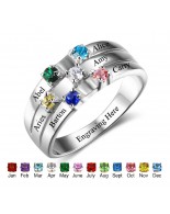 Birthstone Ring for mom, Sterling Silver Personalized Engravable Ring JEWJORI102508